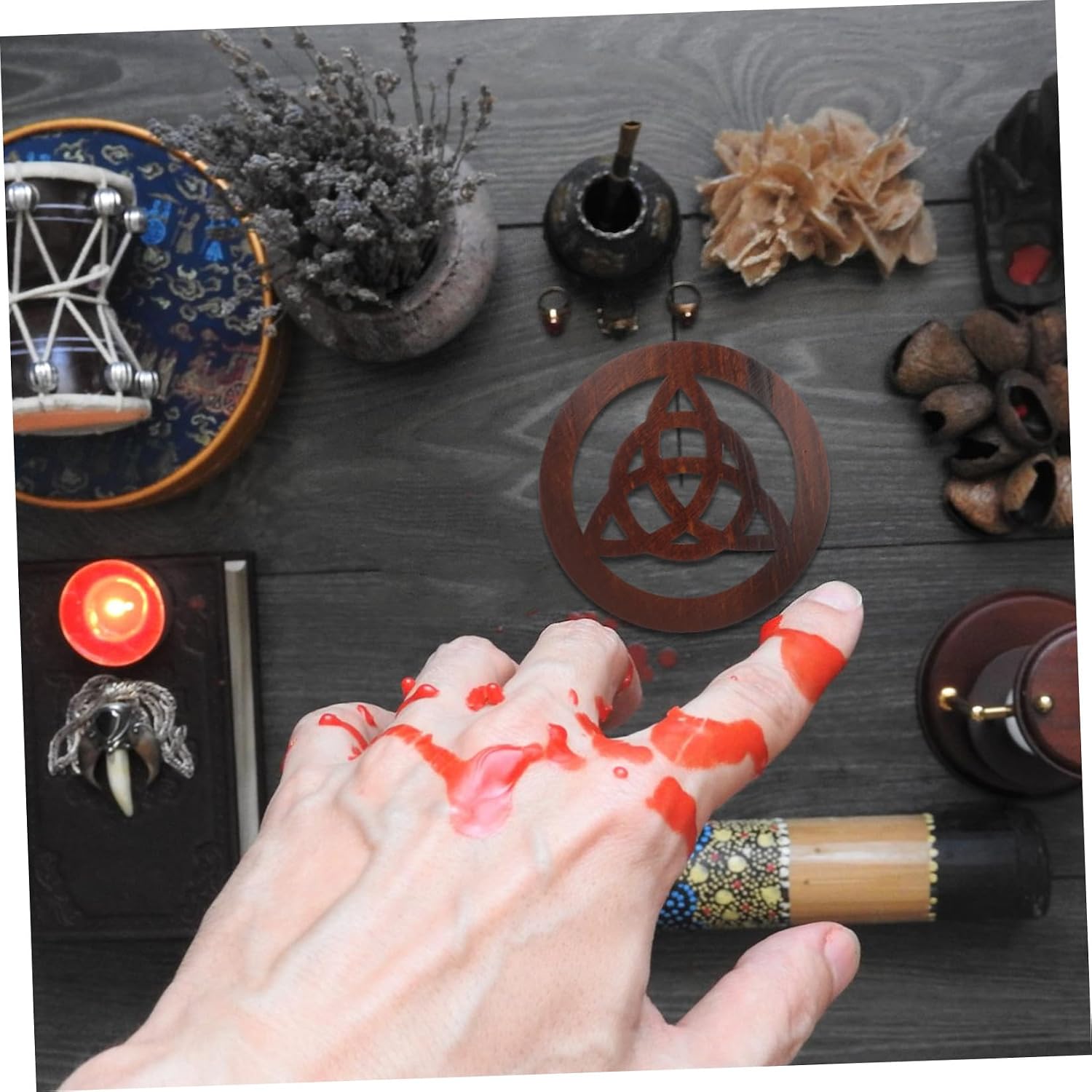 Altar Decorations Pentacle Ornament Wood for Halloween Season