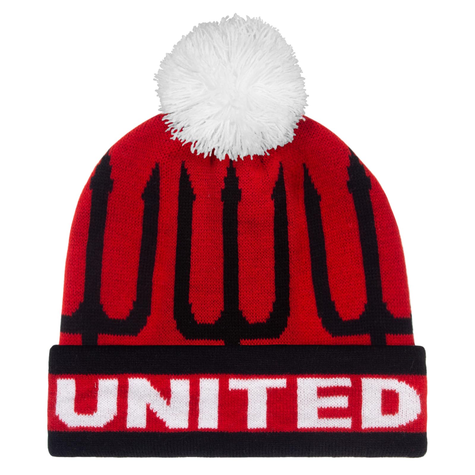 Fan Originals Men's Red Trident United Text Bobble Hat Trident Red Black White