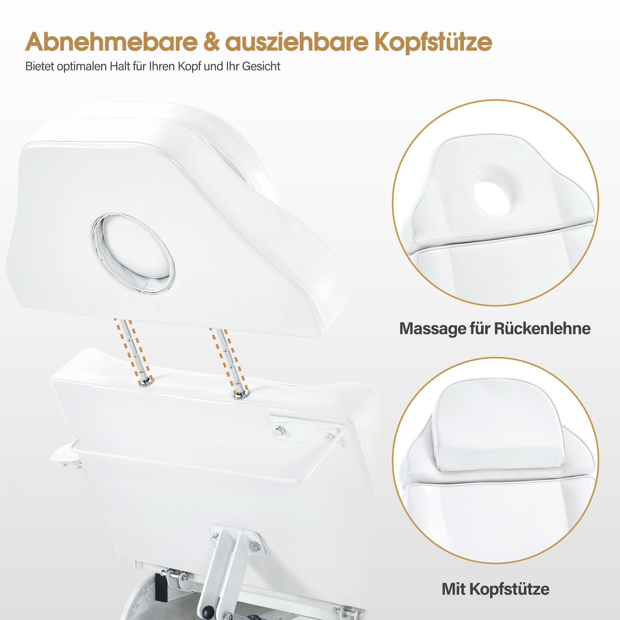 Barberpub Lit cosmétique électrique, lit de Massage Pliable et réglable en Hauteur, lit de Tatouage avec 3 Moteurs, Table de Massage pour Salon Spa 0751