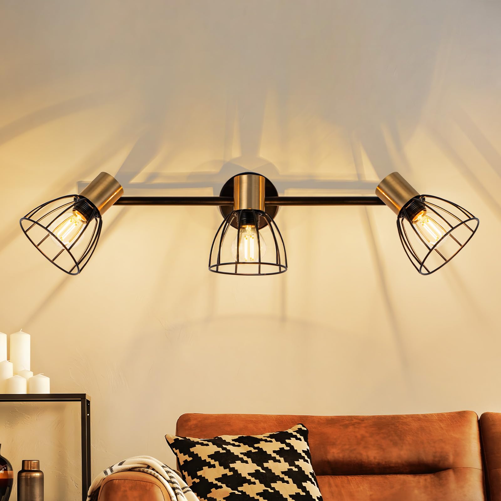 CBJKTX Apliques vintage Lámpara de pared interior negro pared orientable