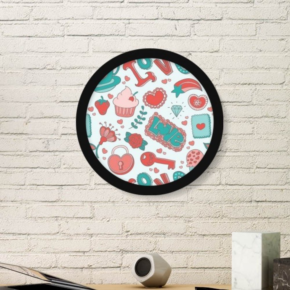 Cadran noir d'illustration Saint-Valentin avec motif coeur rouge et rose pour montre DIYthinker
