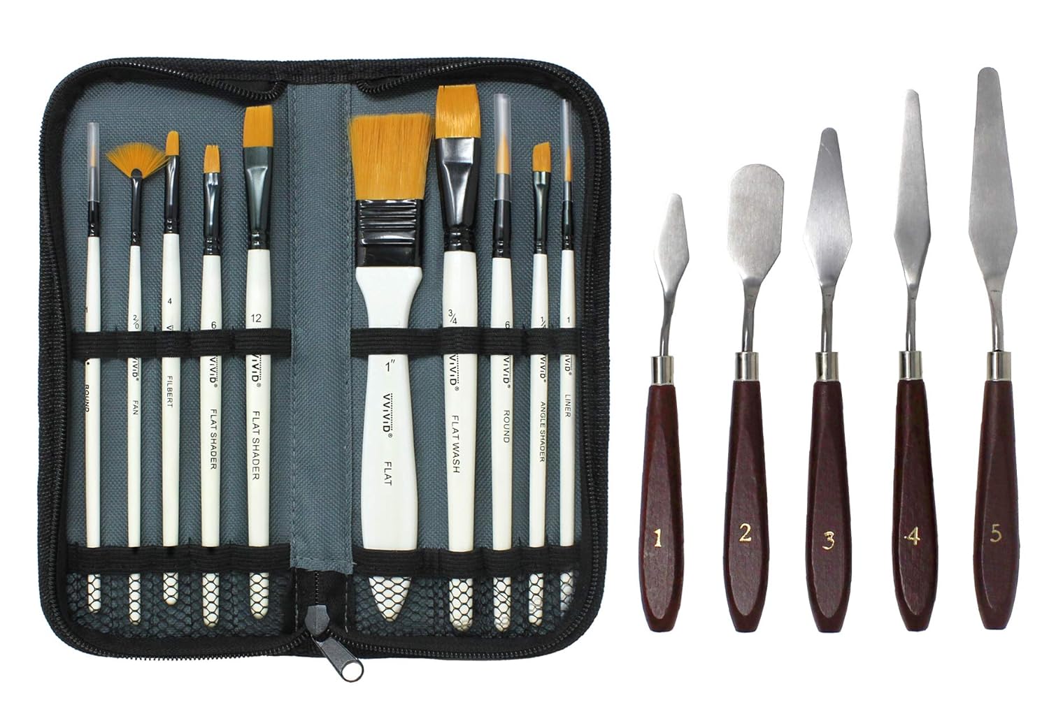 Workhorse Painting Tools Set (10 Paint Brush Set w/Palette Knife