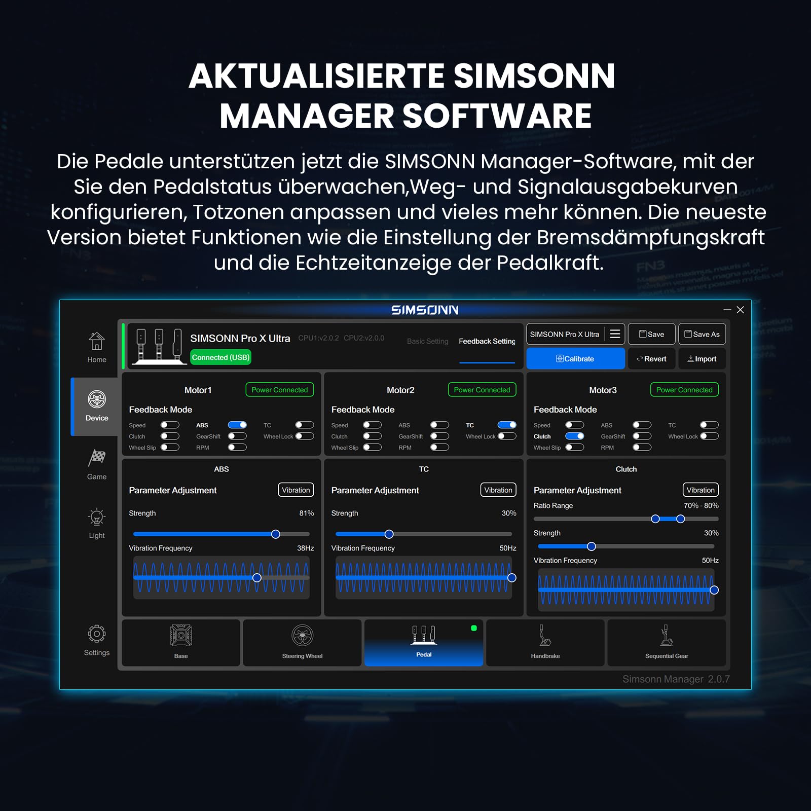 SIMSONN PRO X Ultra-Pedale, Sim-Racing-Pedale, PC-Racing-Simulator-Pedale (PRO X Ultra-P3-H3)