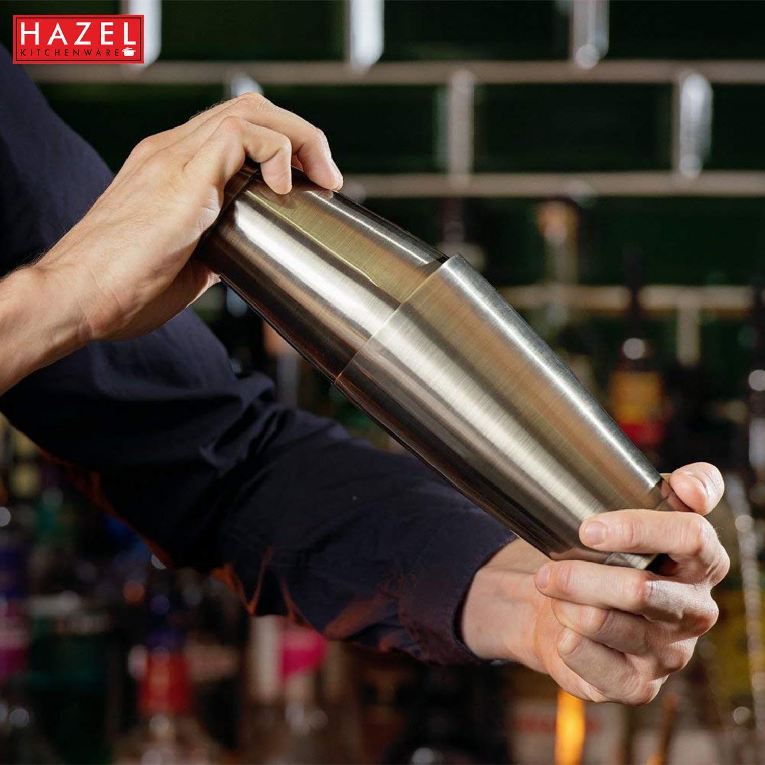 HAZEL Stainless Steel Glass Cocktail Shaker | Cocktail Drink Shaker for Party, Set of 2, Small and Large - Image 2 thumbnail