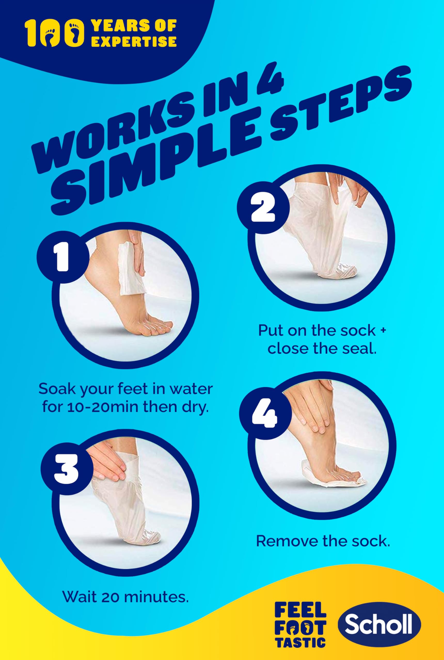 Scholl ExpertCare Dry Skin Foot Mask - Nourishing Foot Mask with Coconut Oil, Urea, and Shea Butter - 24-Hour Moisture for Dry Foot Skin - 6 Pairs of Foot Mask Socks, One Size