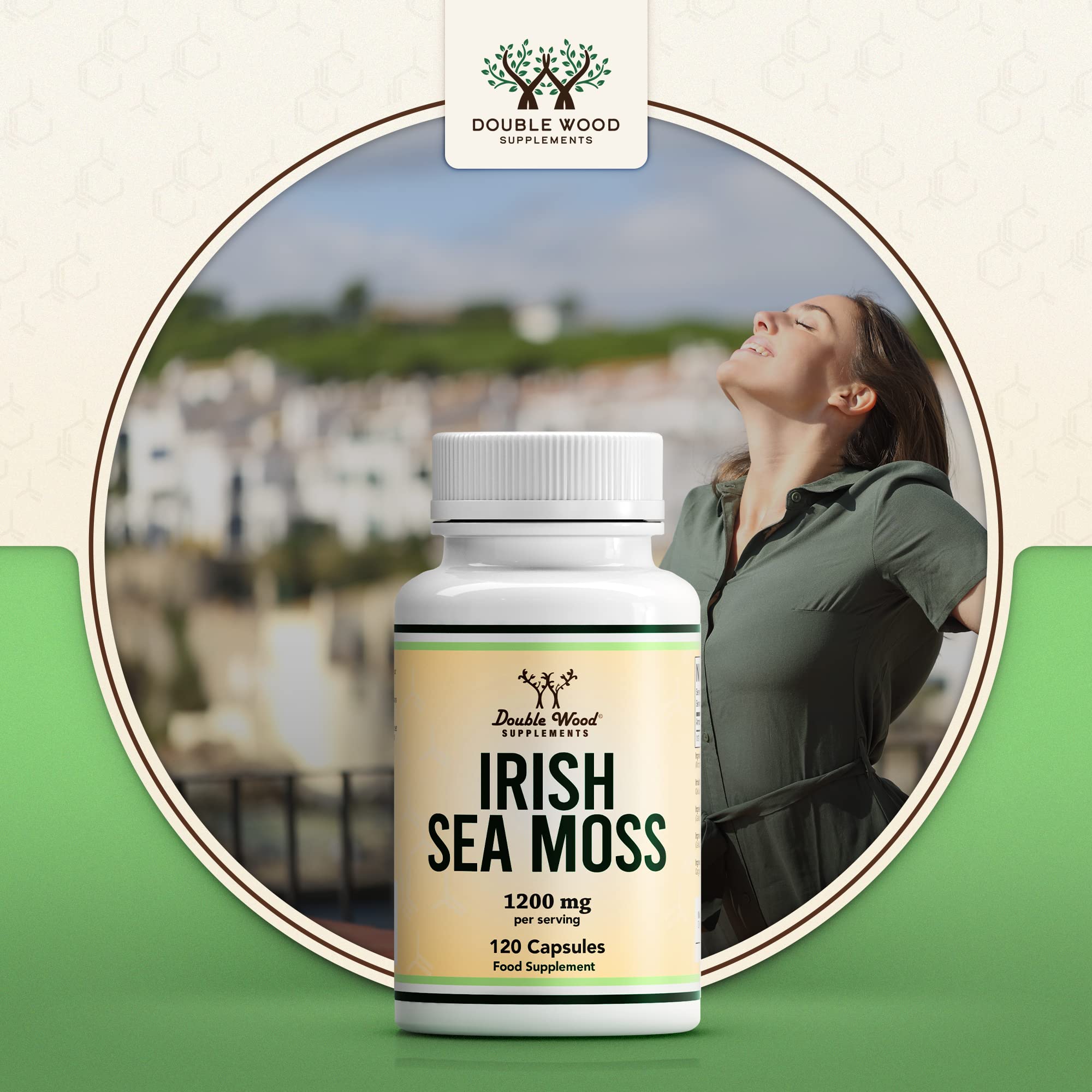 DW Irish Sea Moss Capsules | 120 Complements Mousse de Mer d' Irlande - 1200 mg Seamoss Haute Teneur par Portion | Sans OGM Sans Gluten | Fabriqué au Royaume-Uni