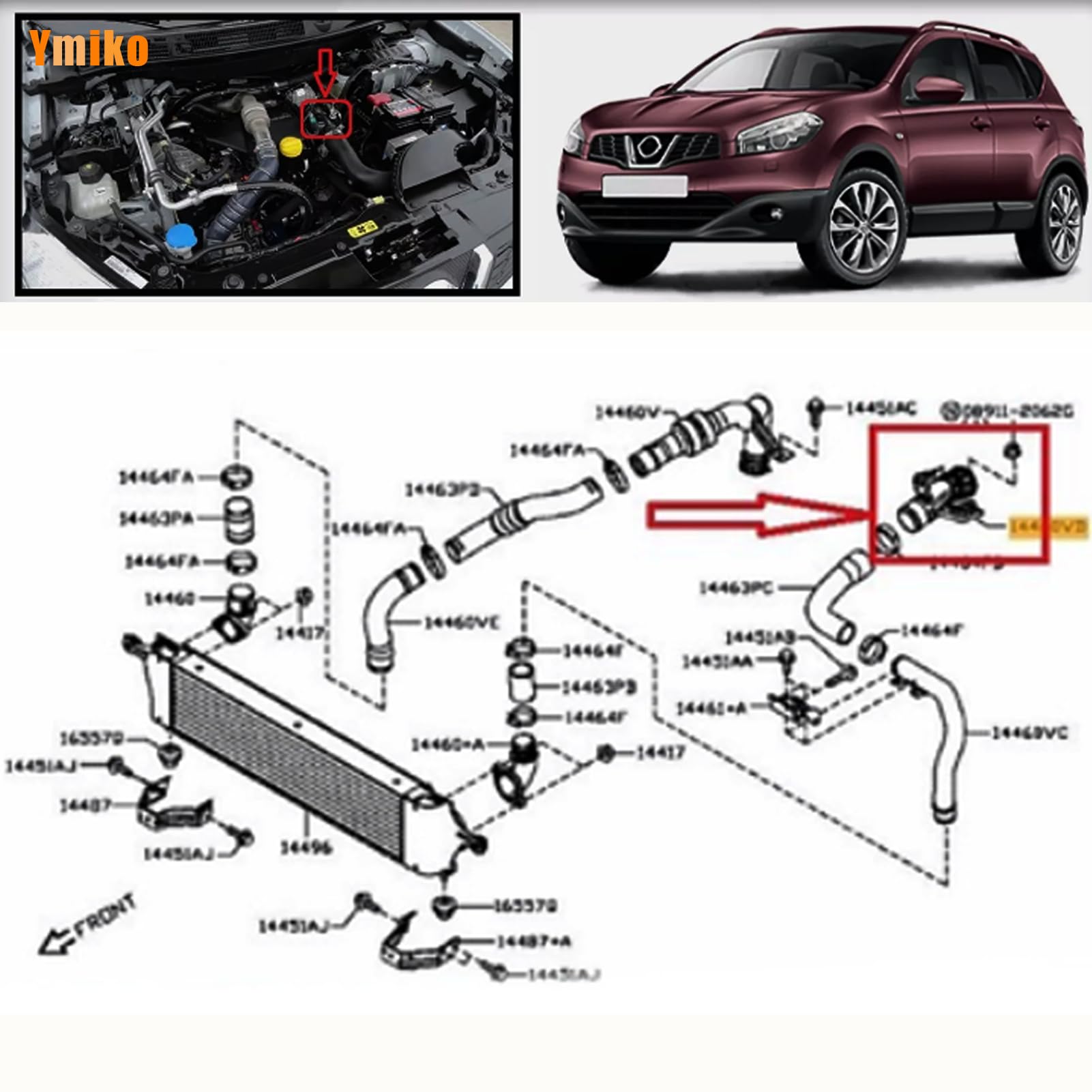 Tube de tuyau Turbo d'admission d'air pour 1.5 DCi 2008-2016 remplaçant le numéro OE 14460BB30A, 14460BB31A, 14460BB31, 14460BB30