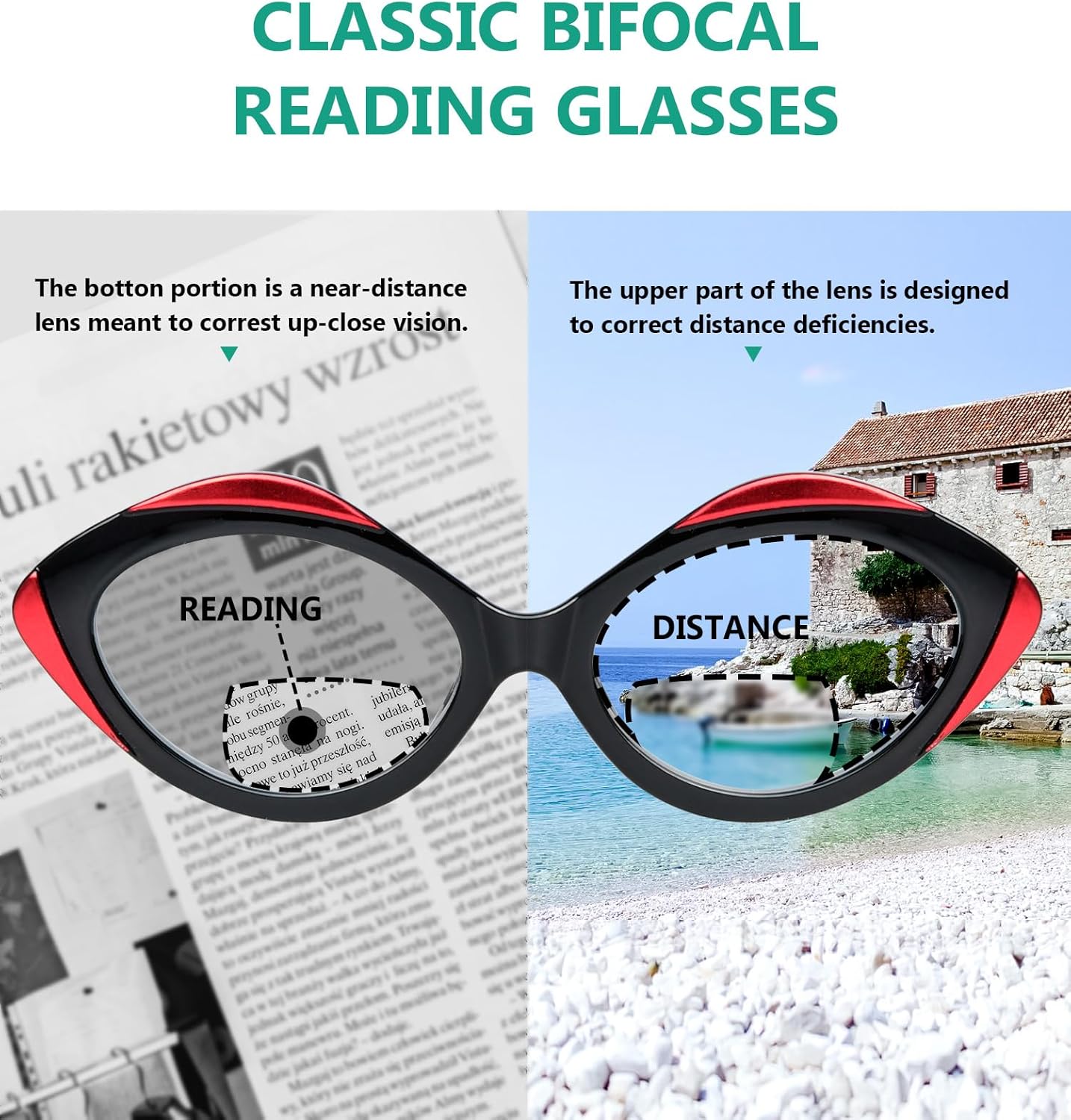 Eyekepper 4-pack Bifocal Reading Glasses for Women Bi-focal Readers Oval
