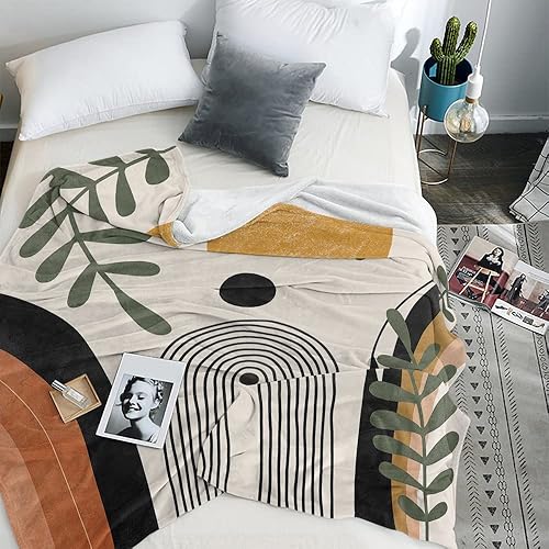 Miniatura 5 de Manta abstracta moderna, bohemia, minimalista, estética de mediados de siglo, suave y cálida, para mujer, para sofá, dormitorio, sofá, oficina,