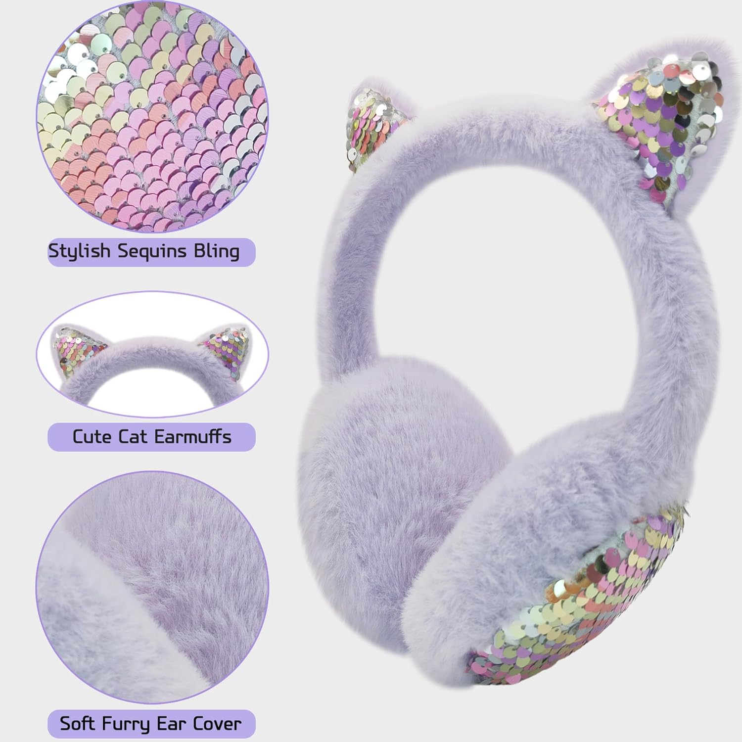 Mei MACLEOD Girls Earmuffs Knit Winter Ear Muffs Gloves Set for Kids Boys Cold Weather Ear Warmer - Image 3