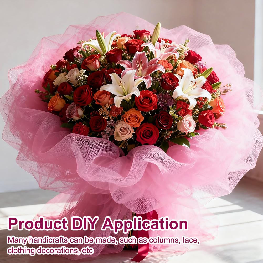 Rotolo di tulle, 15 cm x 50 m, in tulle, in tulle, decorazione da tavolo, confezioni regalo, fai da te, matrimoni, feste, banchetti, decorazione per vestiti, oro rosa