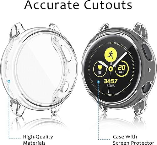 Miniatura 4 de Amzpas Paquete de 4 Compatible con Samsung Galaxy Watch Active 2 Funda protectora de pantalla de 1.575 pulgadas, TPU suave cubierta completa para