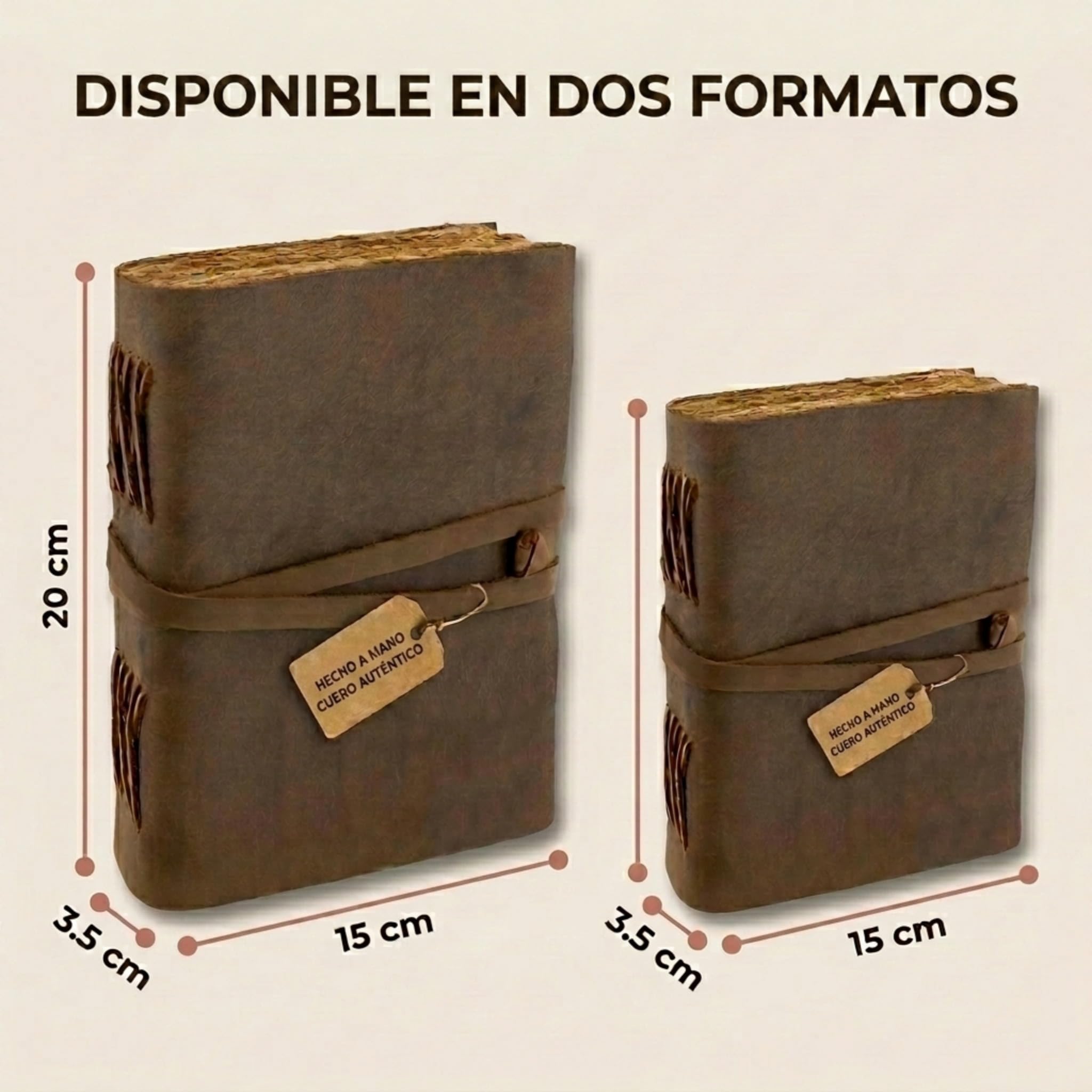 moonster® Cuaderno Cuero, 240 Páginas de Papel de Algodón sin Madera con Bordes Irregulares – Cuaderno de Notas – Diario Vintage Hecho a Mano – Diario Personal Estilo Antiguo 20x15cm