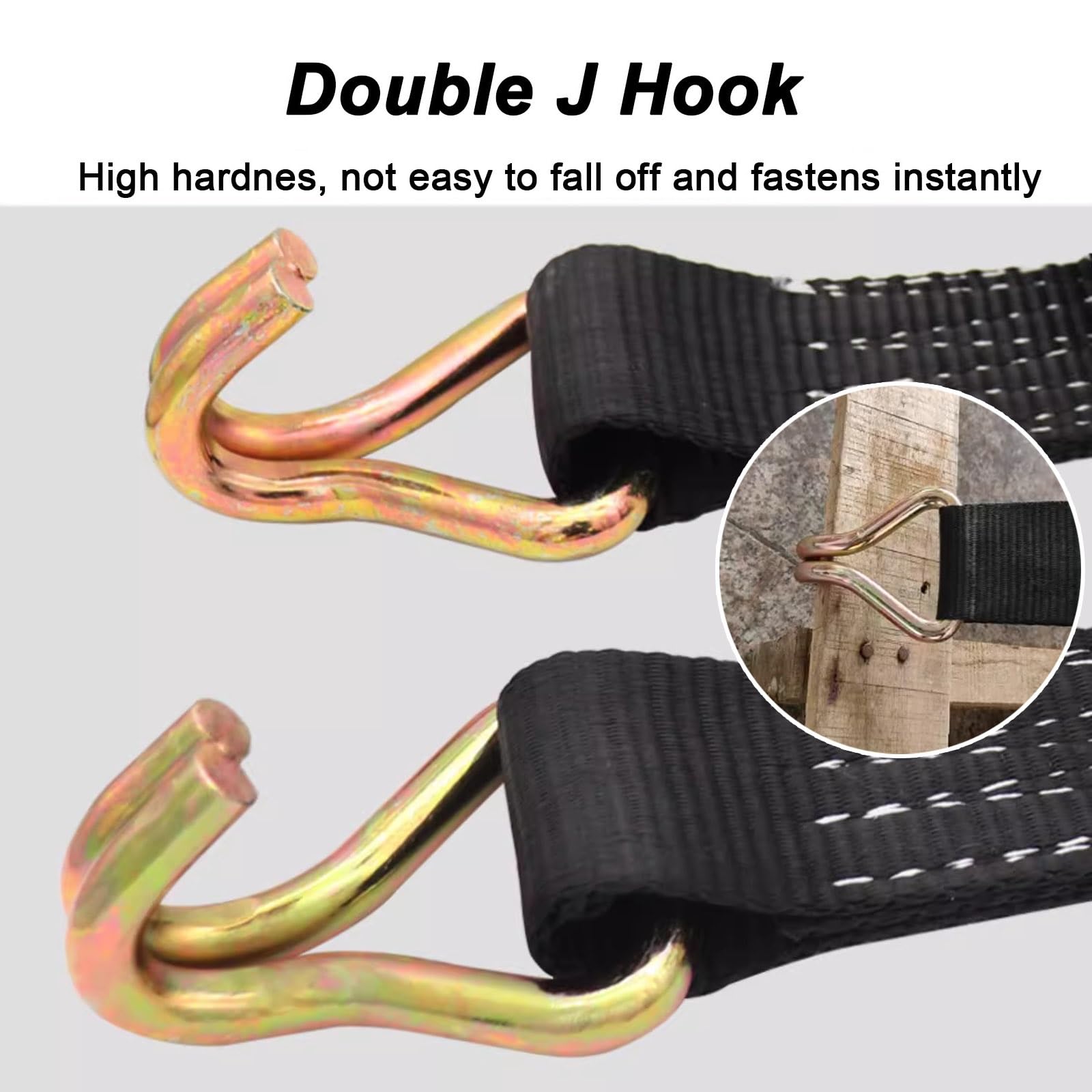 Cinchas de Amarre para Carga Pesada Correas de Trinquete para Carga, 5cm de Ancho Correas de Amarre para Logística y Transporte/Furgón de Mudanzas/Fijación de Cajas/Fardos de Heno, Negro(8m/26.2