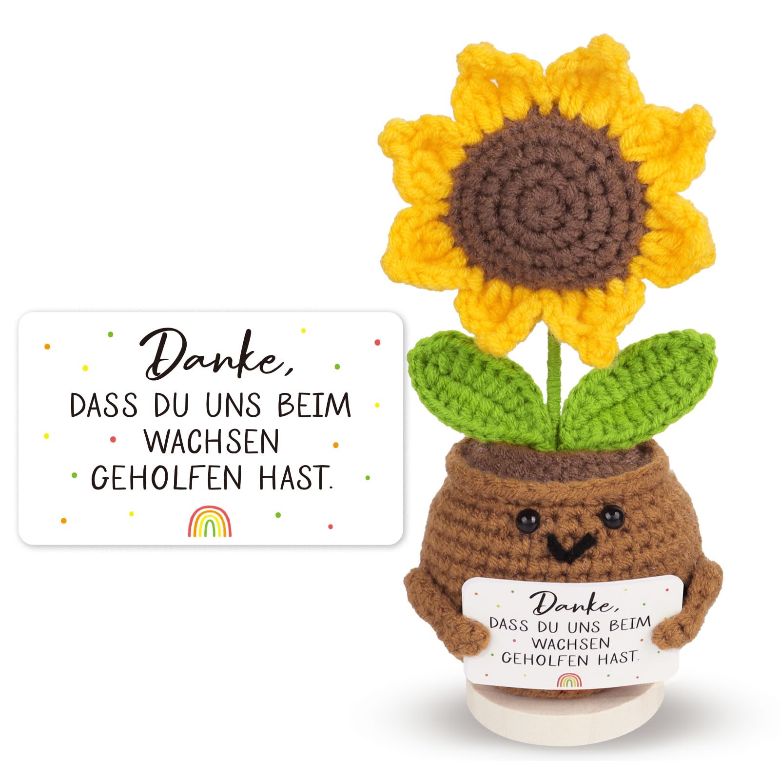 Giftasy Pocket Hug Sonnenblume - Häkelblume Mit Motivationskarte