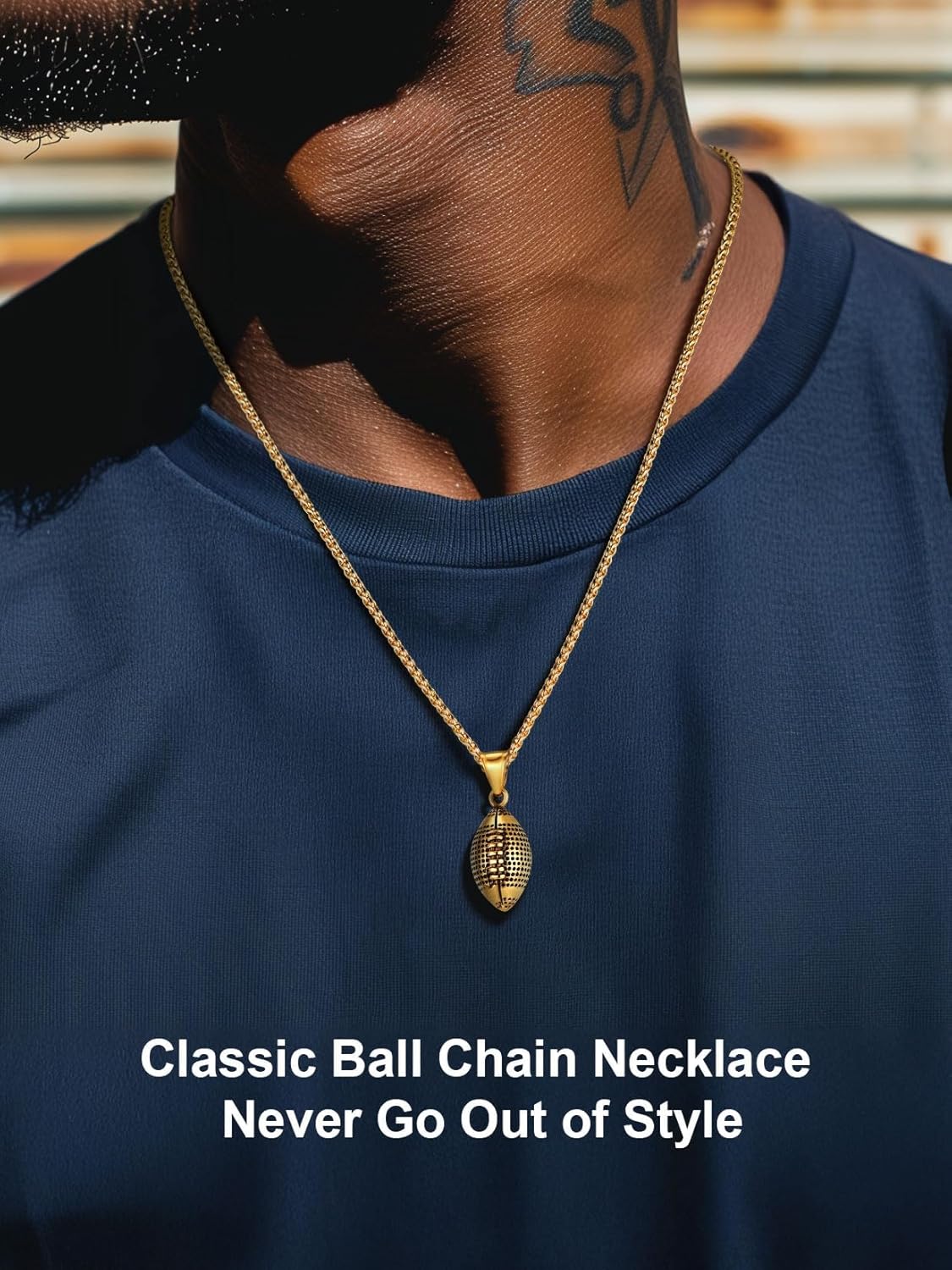 ChainsPro Men Ball Pendants Sports Chain Necklace, Stainless Steel Soccer/Baseball/Football Lover Necklaces for Men, Silver/Gold Plated/Black, Trendy Sport Fan Jewelry Send Gift Box - Image 3