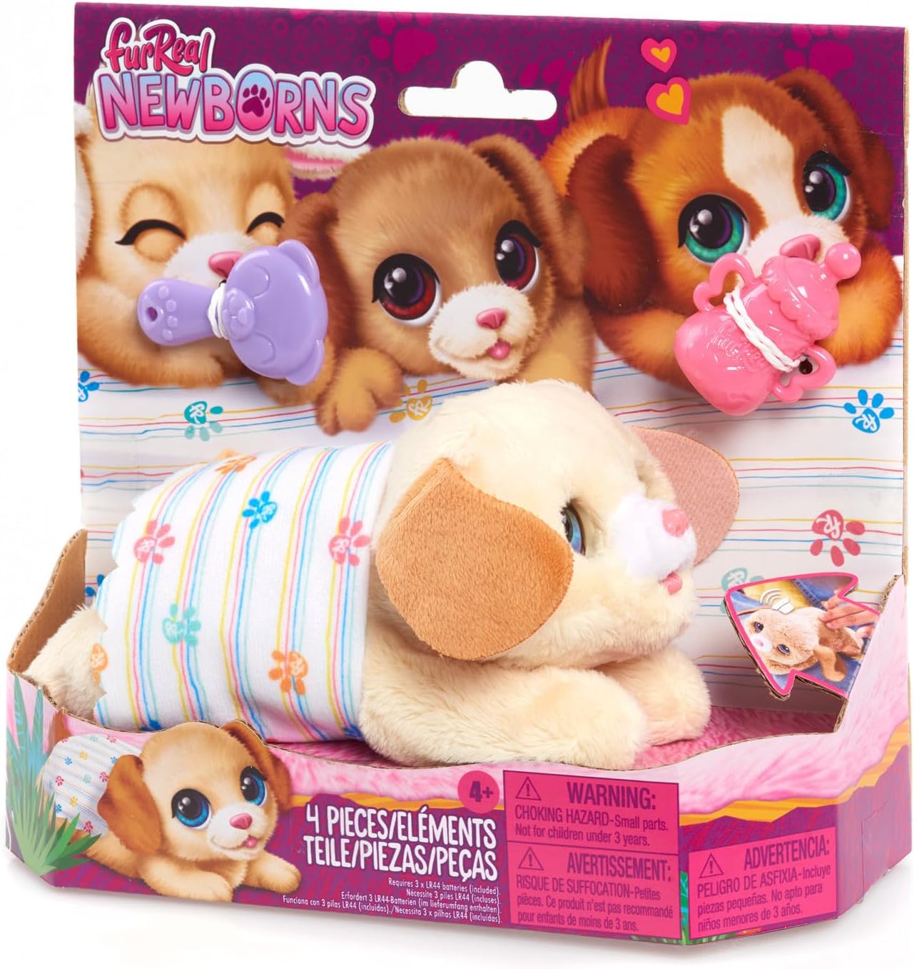 Just Play furReal Newborns Puppy Interactive Pet, Small Plush Puppy with Sounds and Motion, Kids Toys for Ages 4 Up by