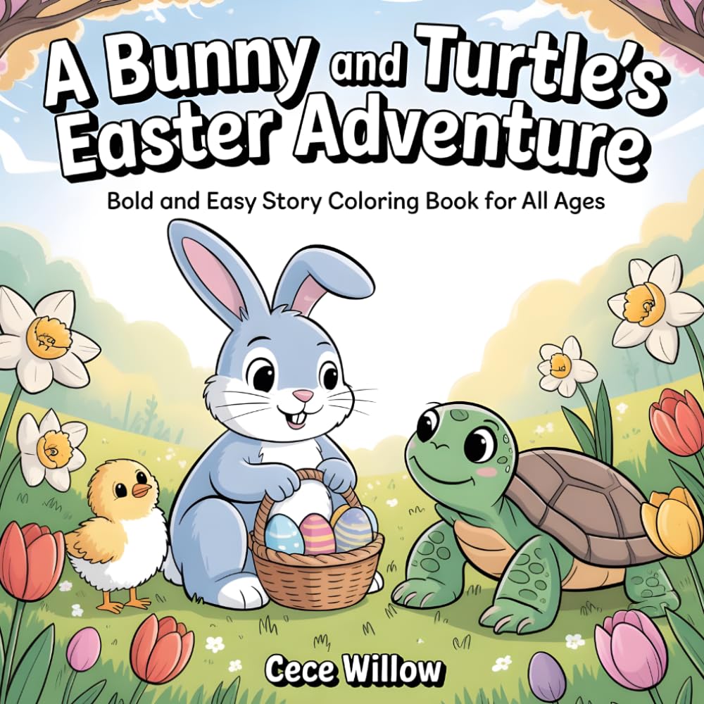 “A Bunny and Turtle’s Easter Adventure”: “Bold and Easy Story Coloring Book for All Ages”