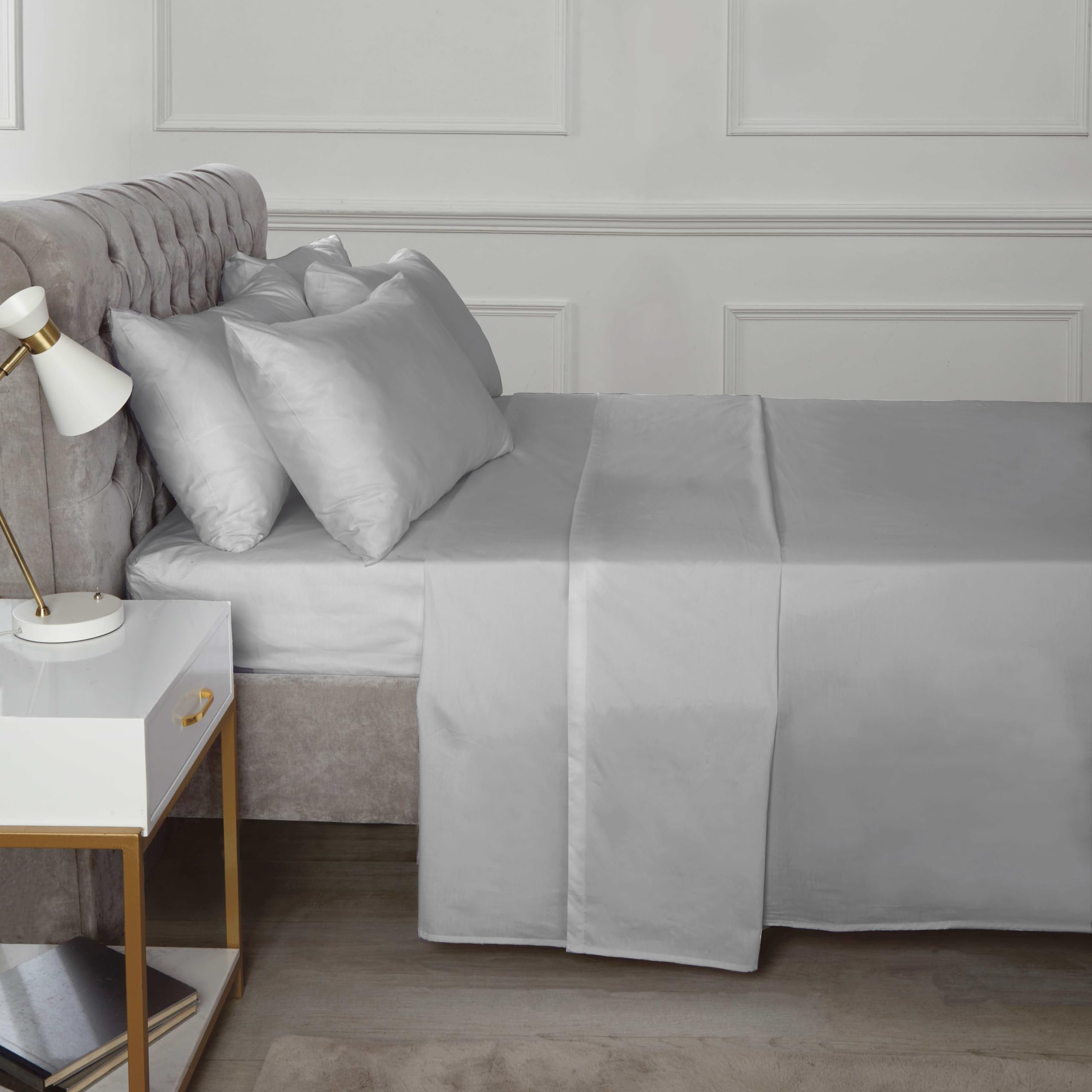 Rapport Home 16" Deep Flat Sheet 180TC Percale Sheet (Grey, Single)