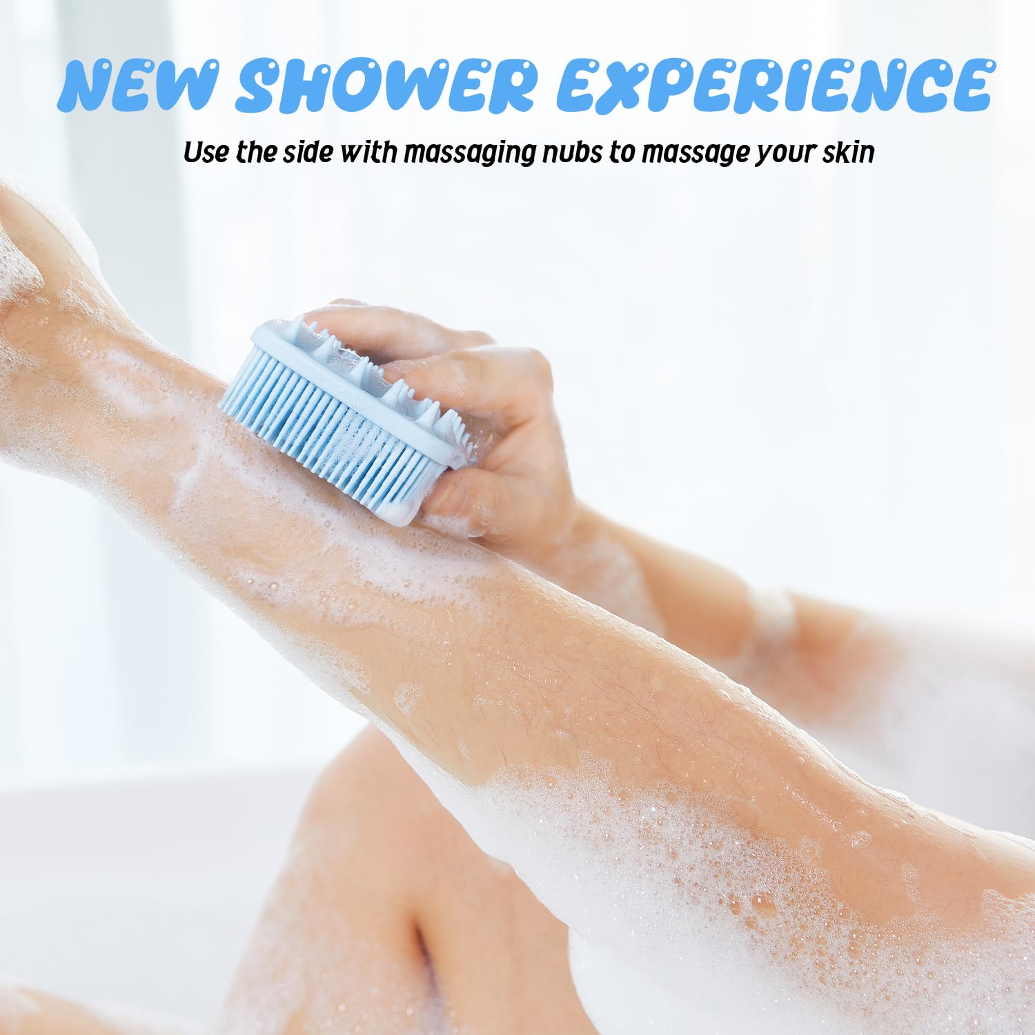 YEADMAL Dual-use Silicone Body Scrubber with Scalp Massage Shampoo Brush Exfoliating Bath Body Brush Gentle Silicone Shower Scrubber - Image 2