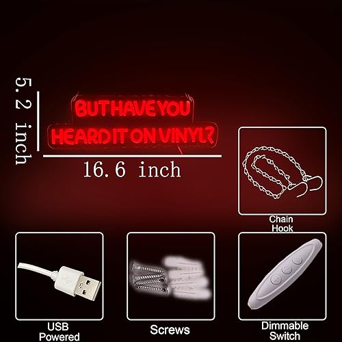 Miniatura 5 de Letrero de neón LED de música retro para decoración de pared, letras rojas de vinilo para decoración de sala de música, grabación de sala de estar,