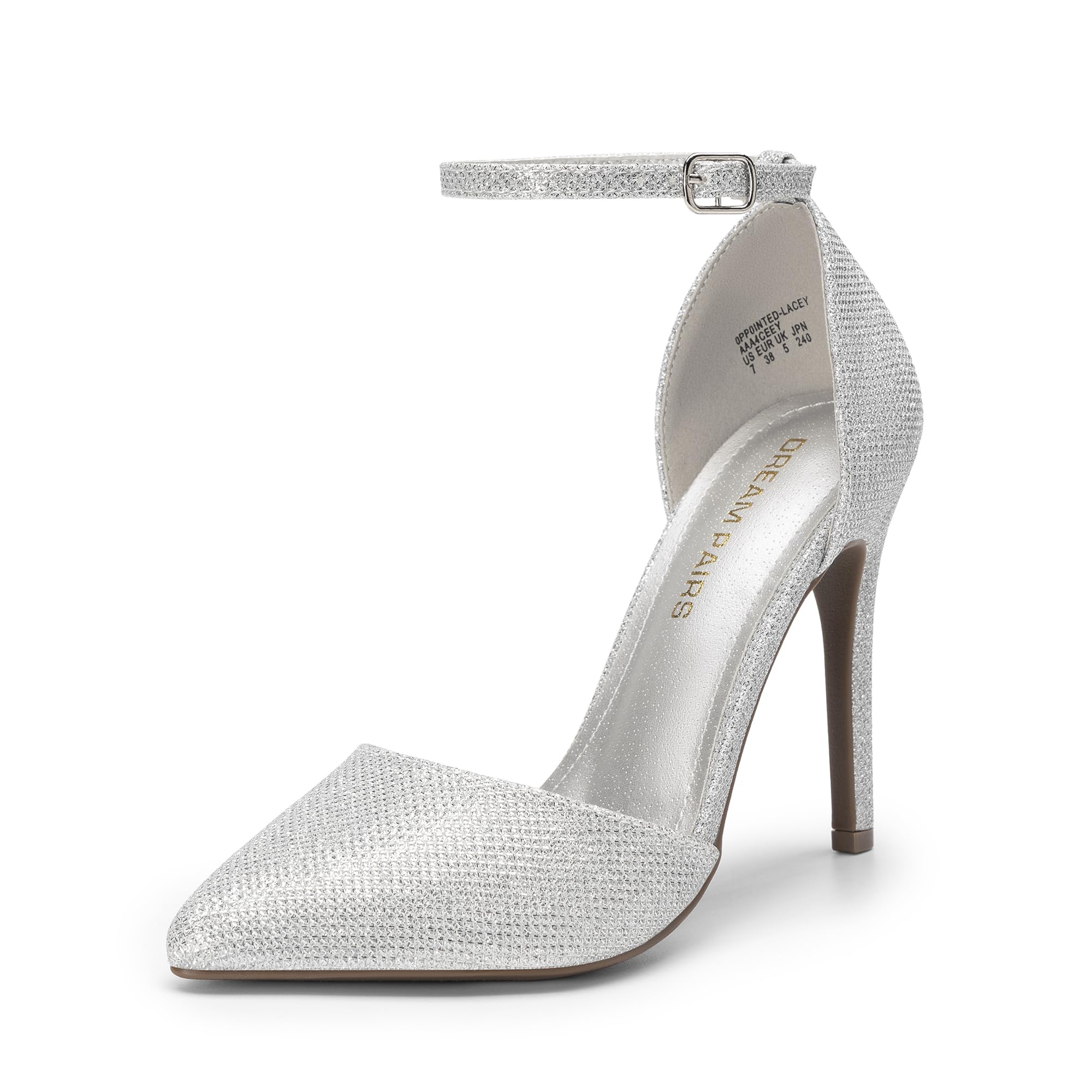 DREAM PAIRS Women's Oppointed-Lacey Pointed Toe Ankle Strap High Heel Stiletto Pumps Wedding Dress Shoes