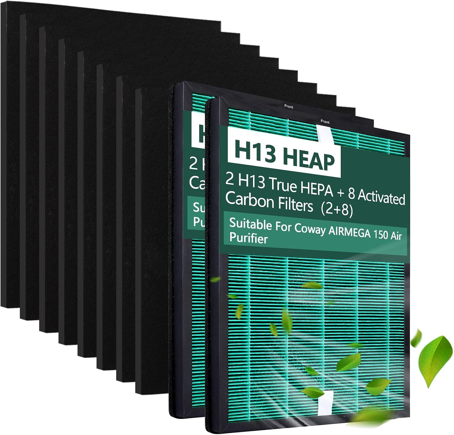 AP-1019C-FP Replacement Filter Set, Suitable for Coway Airmega 150 Air Purifier, Effective Green Replacement Filter for Smoke, Pet Dander, Dust and Odors(2 HEPA+8 Pre-Filters)