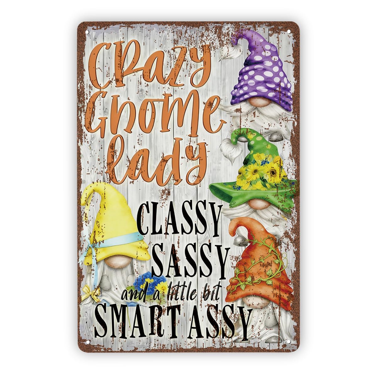 Crazy Gnome Lady Garden Gnome Tin Sign, Gift For Her