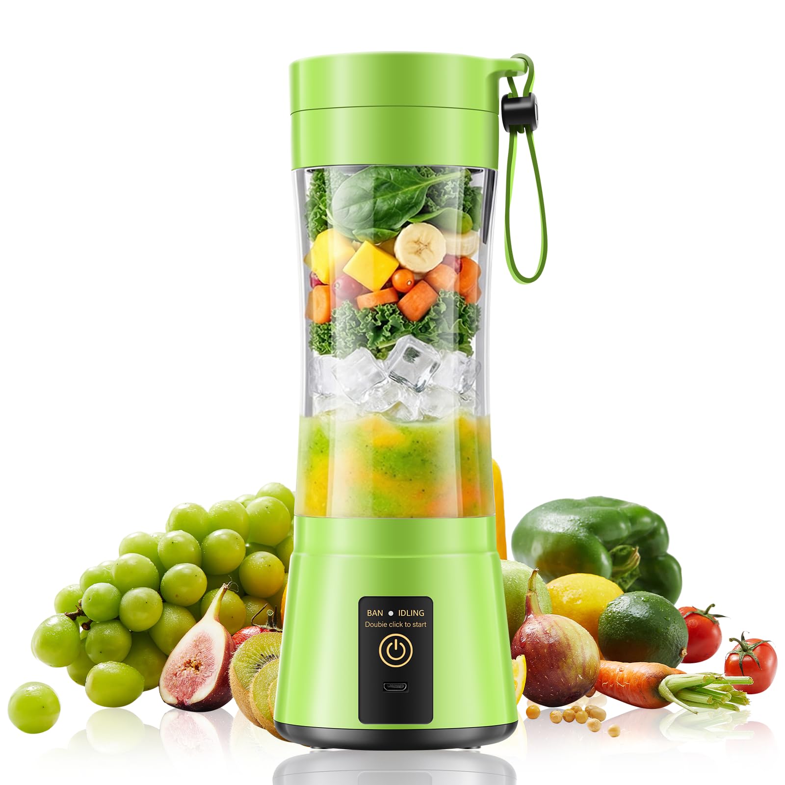 Cordless Portable Personal Size Blender - Small Blender for Smoothies and Shakes, 6 Blades with 380Ml BPA Free Juice Cup, Freshly Squeezed for Picnic/Sports