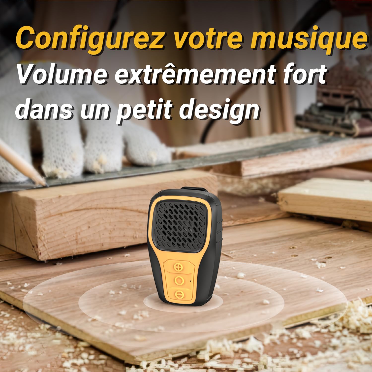 INGA Enceinte Bluetooth à Clip, Mini Enceinte Étanche IP67 avec Microphone, Idéale pour Musique Et Appels Mains Libres Pendant Le Travail, Cyclisme, Golf Et Activités Extérieures (Jaune)