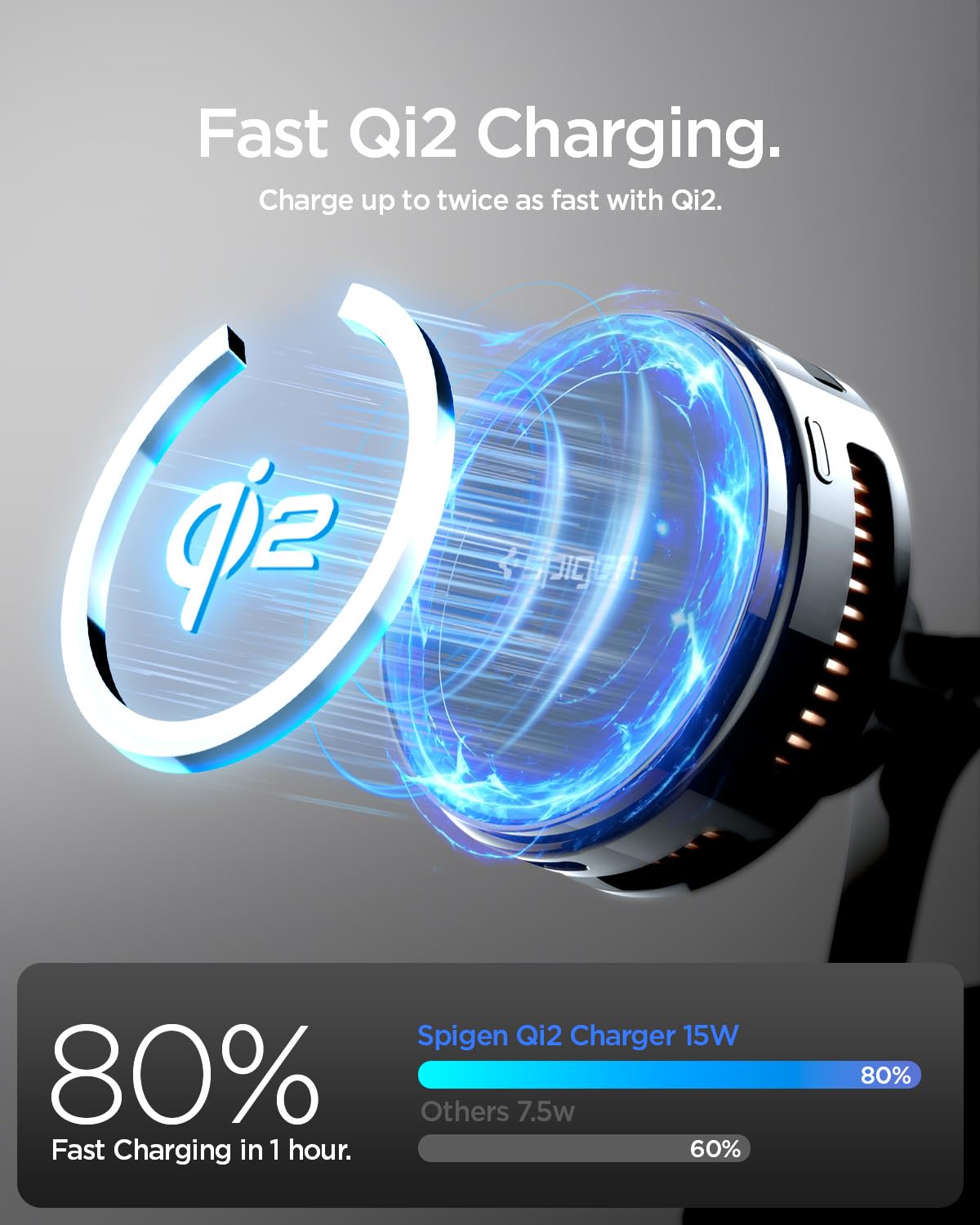 Spigen CryoMax MagFit Qi2.2 25W Chargeur Induction Voiture MagSafe | [Refroidissement Peltier, Câble 1 m Inclus] Support Téléphone Magnétique pour iPhone 17 16 15 14 13 12 - Tableau de bord