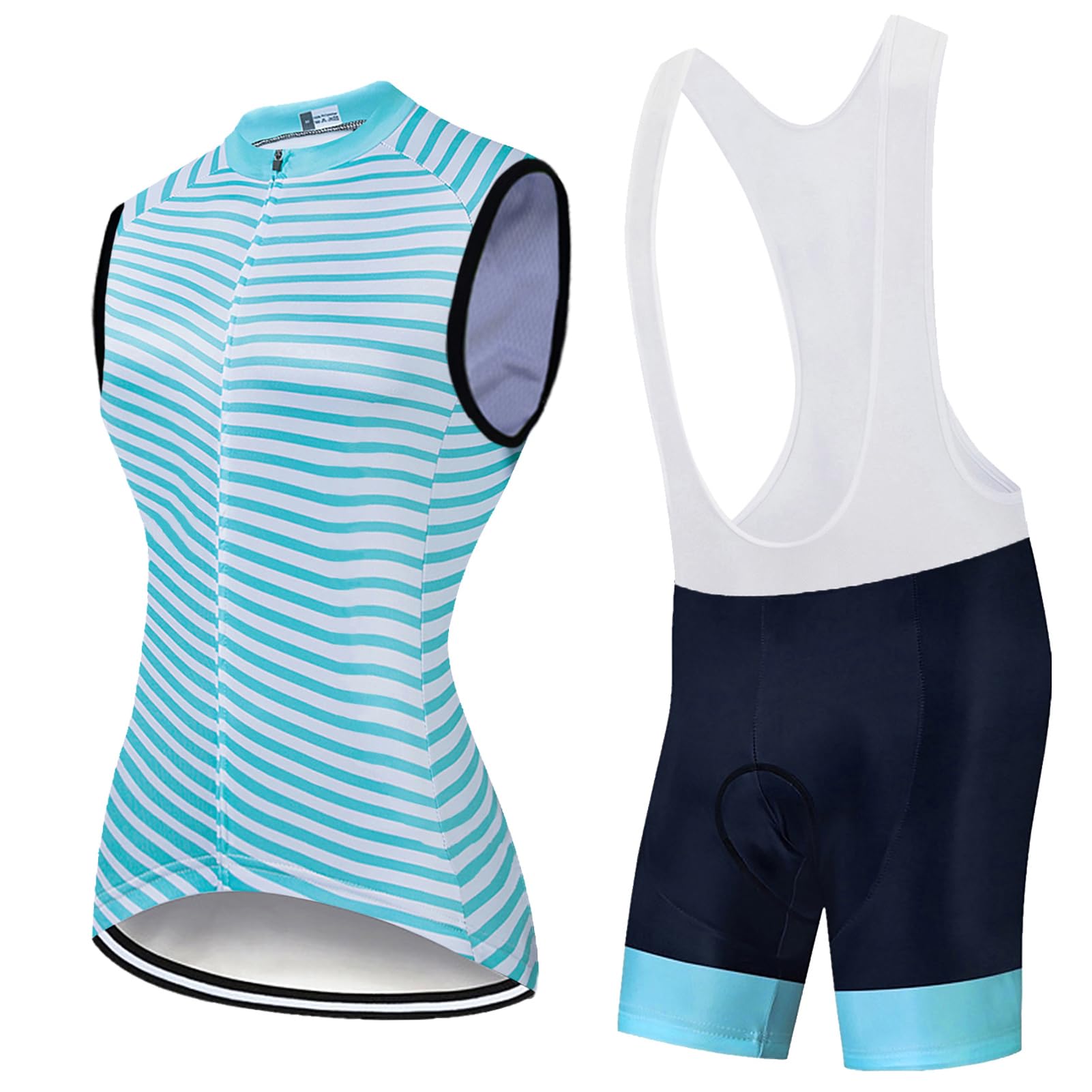 Abbigliamento Ciclismo Donna Completo Bici MTB Estivo Tuta Ciclista, Maglietta Bicicletta Senza Maniche Gilet e Salopette Pantaloncini con 9D Gel Imbottiti,Maglia Ciclo Sleeveless Asciugatura Rapida