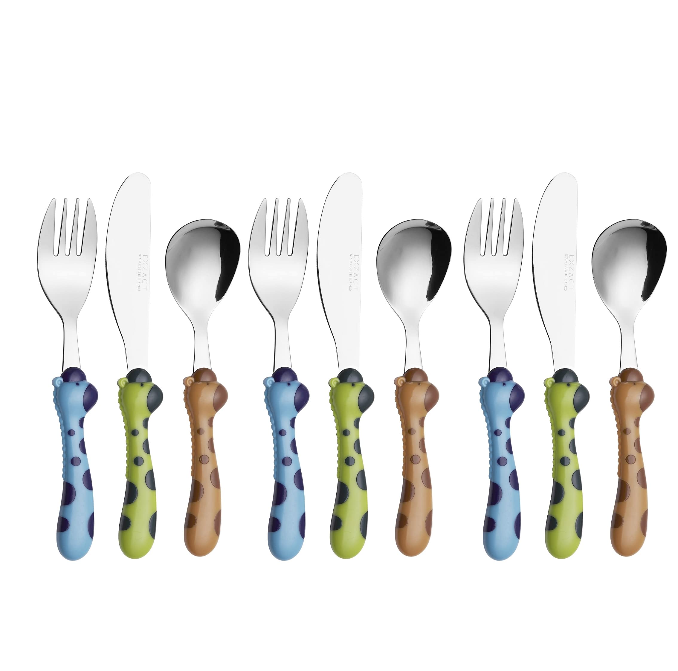 EXZACT Children Cutlery 9 pcs Stainless Steel Kids Giraffe 24M+