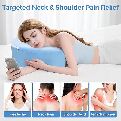 Miniatura 6 de Almohada de espuma viscoelástica para dormir de lado, alivio del dolor de hombro, cojín ergonómico de apoyo cervical