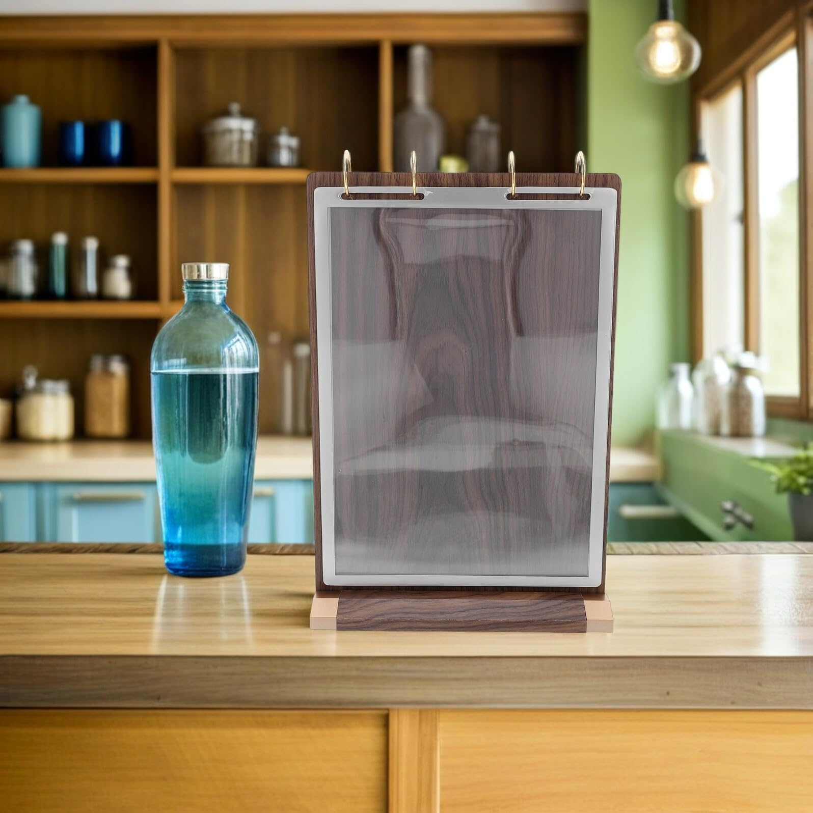 Soporte para Menú de Mesa Abatible de Madera de Nogal Expositor A4 de 6 Páginas para Restaurantes y Cafeterías Soporte para Letreros de Escritorio Elegante y Funcional
