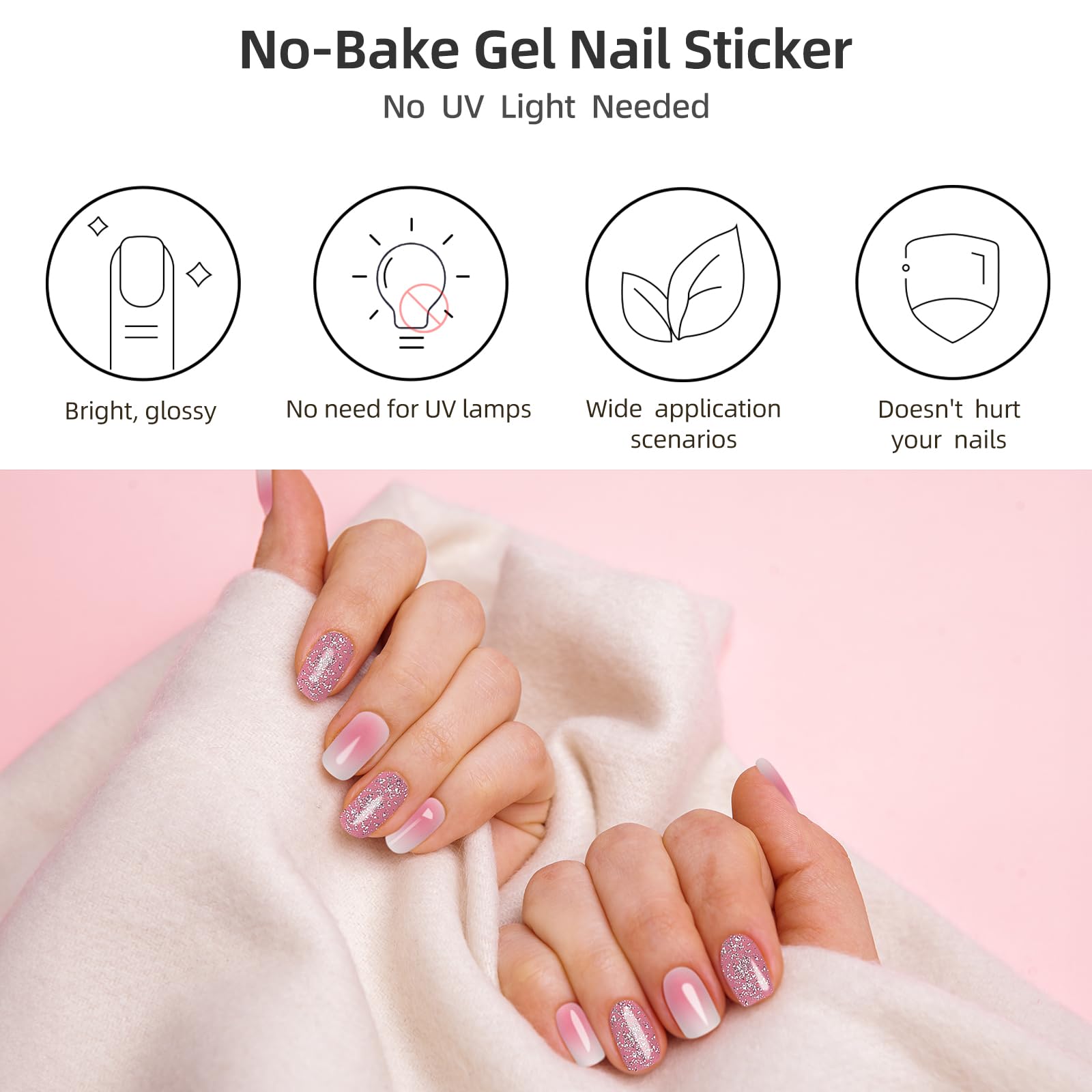 DUKASOU Semi-Cured Gel Nail Strips, 22 Pieces Real Nail Polish Stickers, Gel Nail Stickers, Decals - Image 3