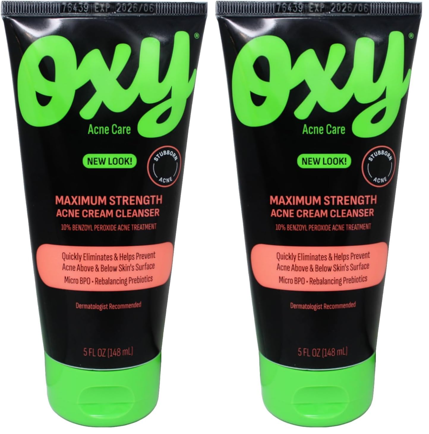 Oxy Acne Medication Face Wash - Maximum Action with Maximum Strength 10% Benzoyl Peroxide (5 Fl Oz) (Pack of 2)