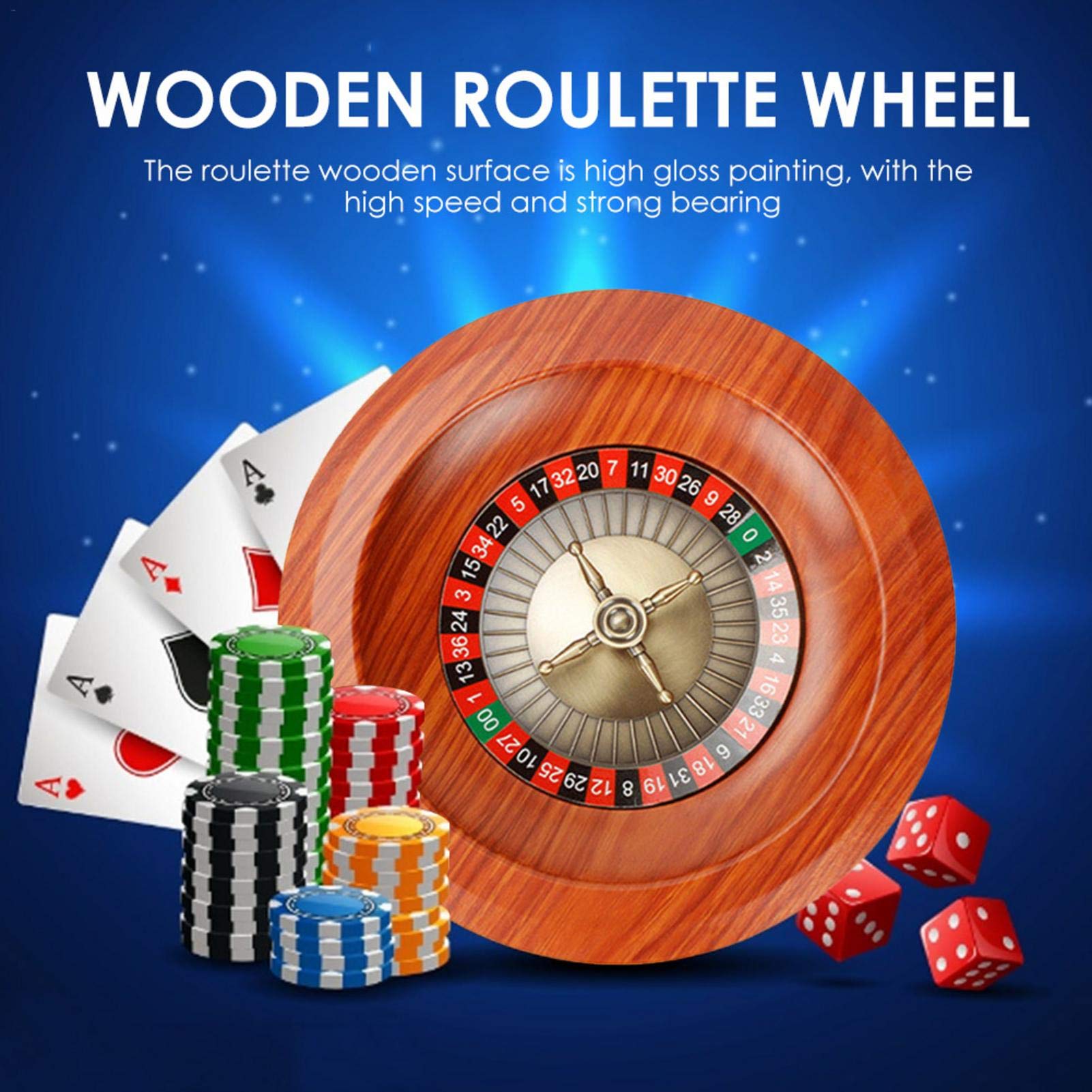 Roulette Gravere, Jeu de Roulette en Bois de Luxe de Classe Casino Russe, 12 Pouces, Roulette Assistée, Jeu de Hasard pour Enfant et Adulte