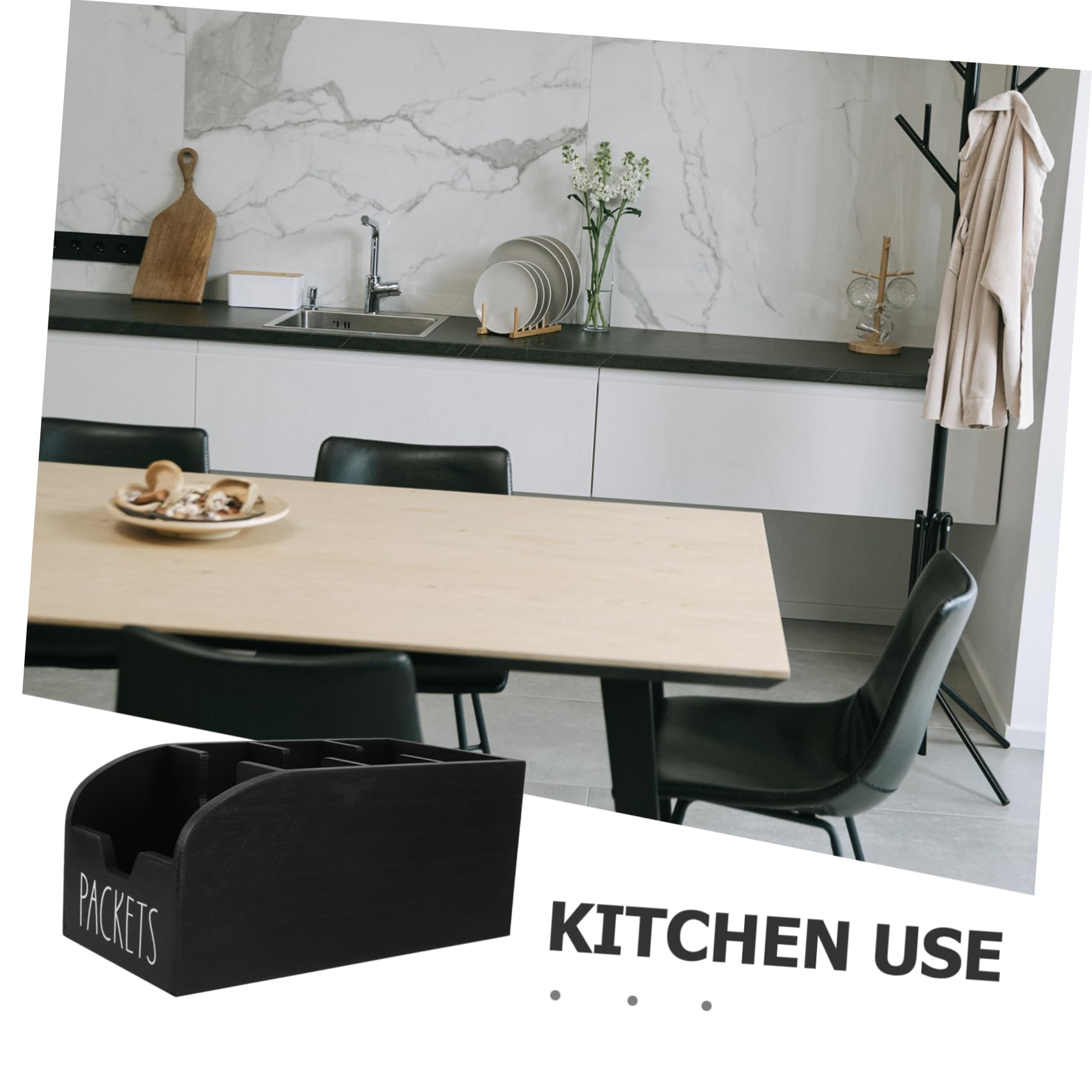 Organizador de Bolsitas de Té de Madera Negro para Mostrador | Despensa y Armario de Cocina, Diseño Ahorra Espacio, Construcción Robusta, Estilo Elegante