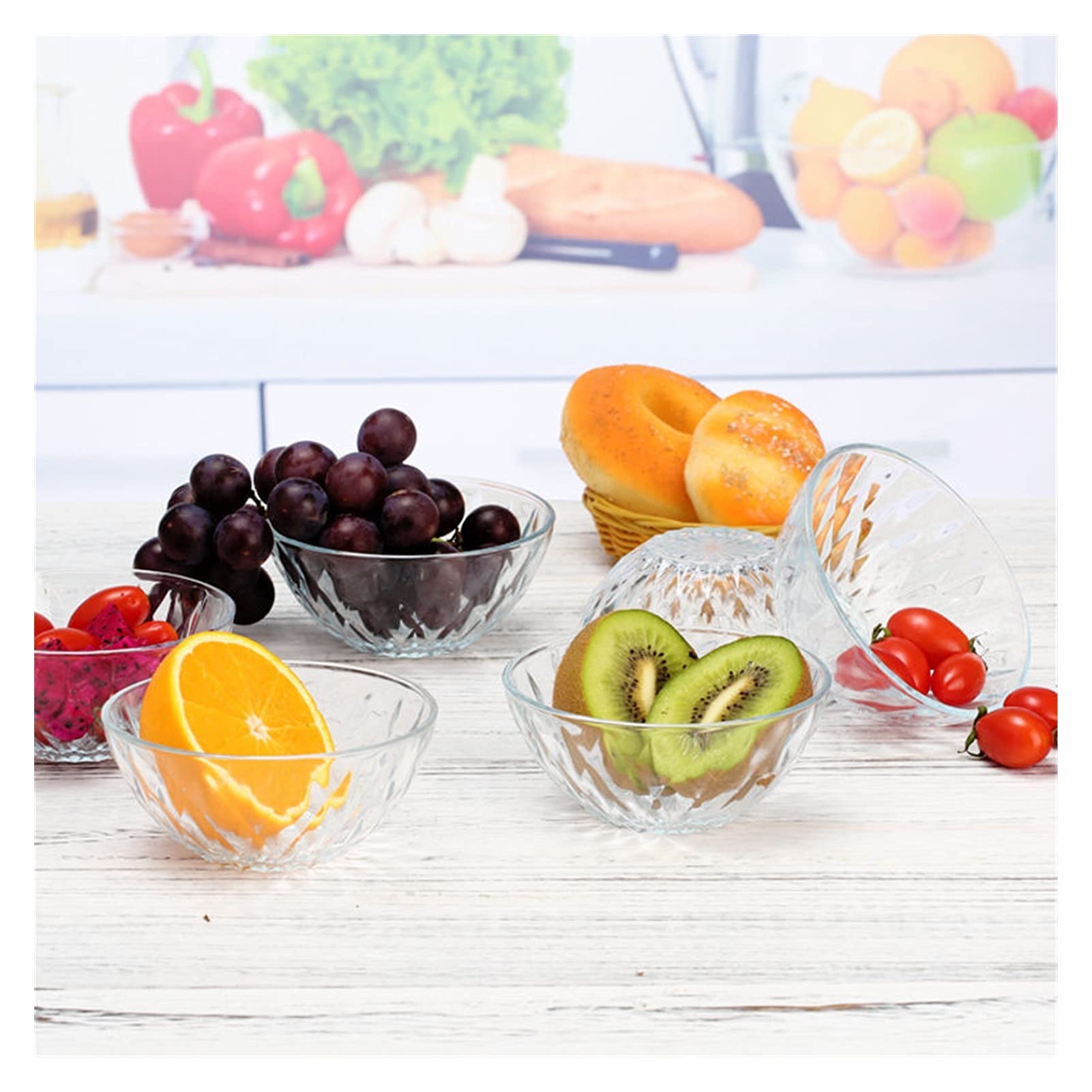 QINGGANGLING999 Glasschüssel Glas Kristallschale Haushalt Rice Bowl Suppe Schüssel Nudelschale Obst Salatschüssel Dessertschüssel Diamantschüssel Set Schüssel Nudeln Obstschale Glas (Color : C)