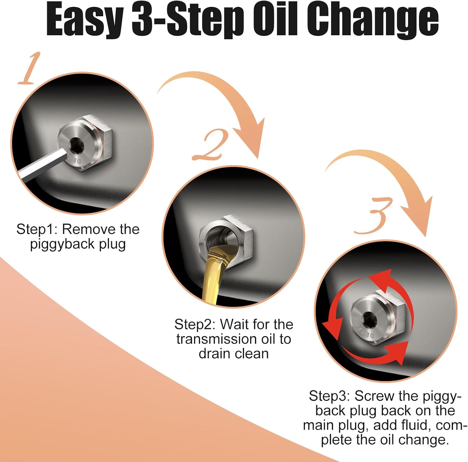 Universal Transmission Drain Plug w/Magnetic Piggyback Drain Plug Stainless Steel M14*1.5