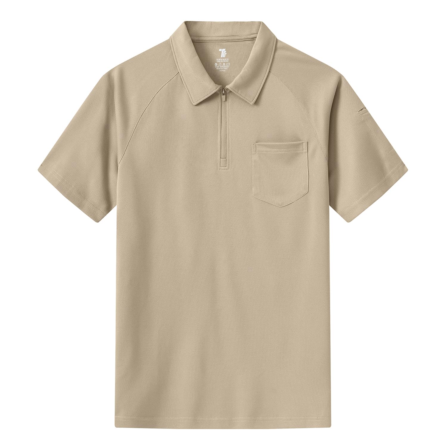 BASUDAM Men's Zippered Polo Shirts with Pocket Quick Dry Short Sleeve Active Performance