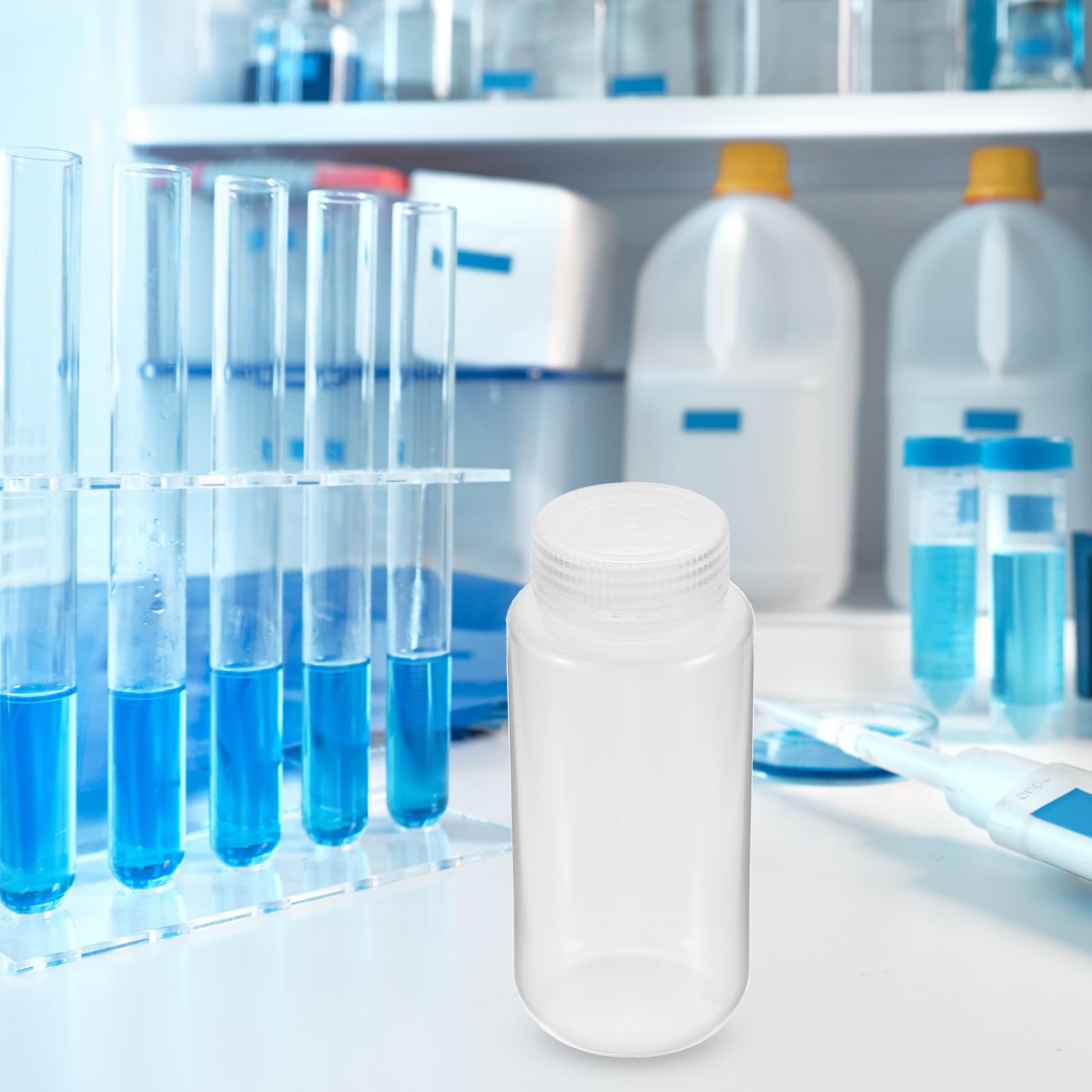 PATIKIL 12 Stück 500ml Reagenzgläser, PP Weithals-Rundflaschen mit Schraubverschluss für die Lagerung von Laborwasser, Reagenzien, flüssigen Proben und festen Proben, klar