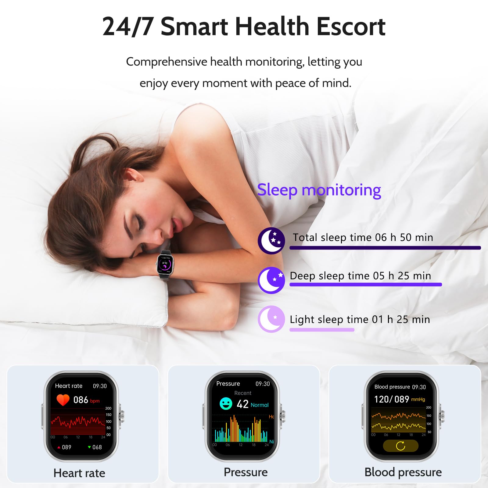 ECG+HRV orologio smartwatch Uomo Donna 𝐆𝐥𝐢𝐜𝐞𝐦𝐢𝐚 2025 funzione telefono/SPO2 RΙΙEναMENtO dEΙΙ'ΑpNEΑ/Frequenza cardiaca/Stress emotivo/Pressione sanguigna/Meteo/Monitoraggio sonno 2.01"Orologio