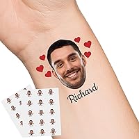 Vista 43 de Tatuajes temporales de corazón personalizados con texto y nombre, tatuaje temporal personalizado con cara para adultos, parejas, mujeres, hombres