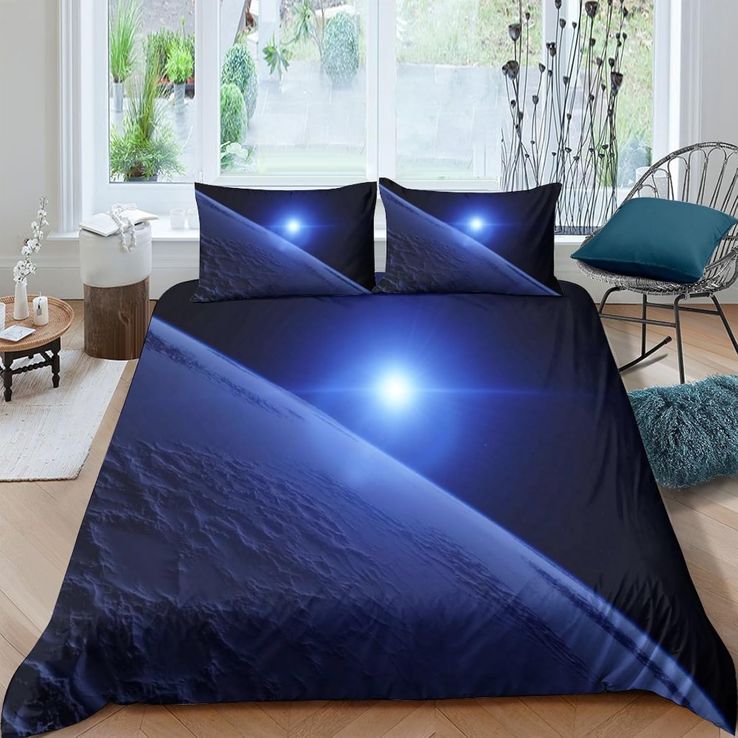 Linge de lit anti-allergie 260x230 cm contre les acariens motif espace 3D