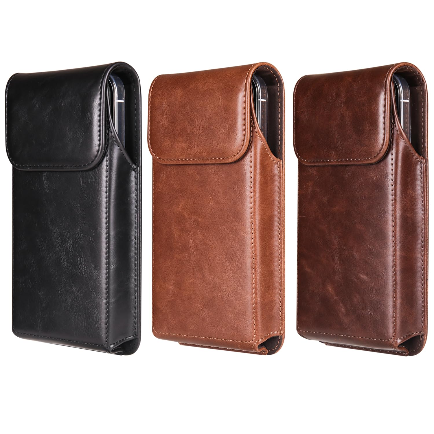 Pochette de Clip Ceinture de Téléphone Portable en Cuir, Etui Ceinture Smartphone Homme, Cuir Sacoche avec Boucle de Ceinture Voyage Housse de Transport Portefeuille Porte-Cartes Coque de Ceinture