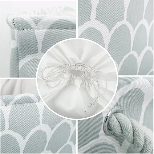 Miniatura 5 de uxcell Cesta de almacenamiento con asas de algodón, almacenamiento de tela con cierre de cordón para organizador de ropa, toallas, juguetes, cesta