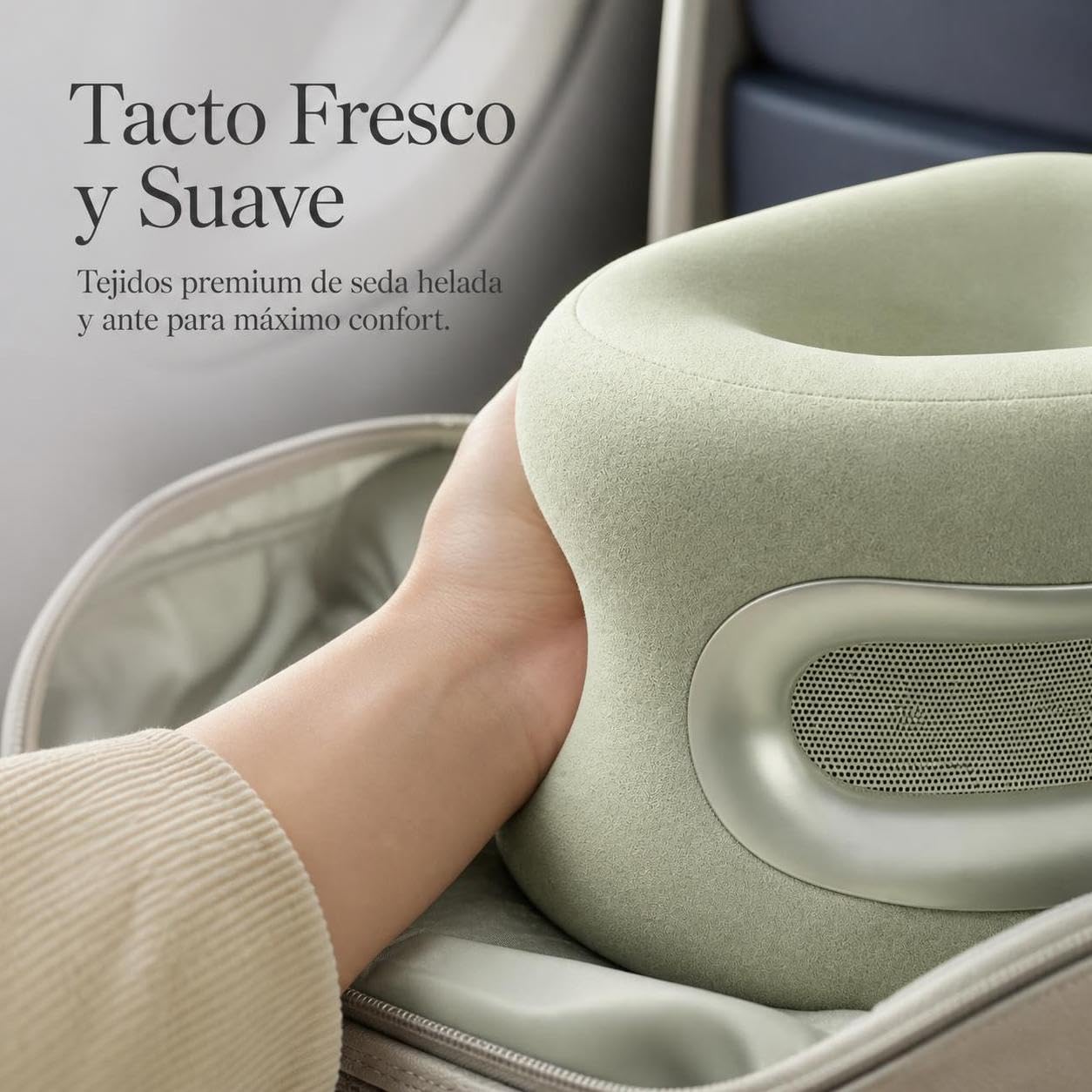 Almohada Viaje Ergonómica en Forma U Espuma Viscoelástica para Adultos, Gris Niebla Lunar