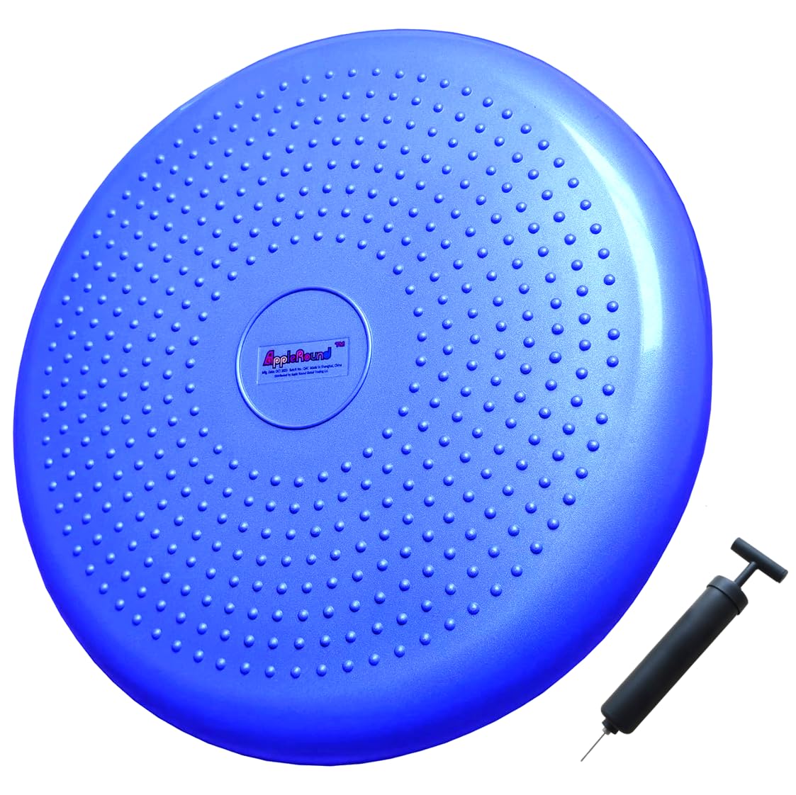 AppleRound Inflated Wobble Cushion with Hand Pump, Air Stability Board (Extra Thick), Core Balance Disc for Adults, Sensory Wiggle Seat for Kids, Flexible Seating for All Age, 13.5in / 34cm Diameter